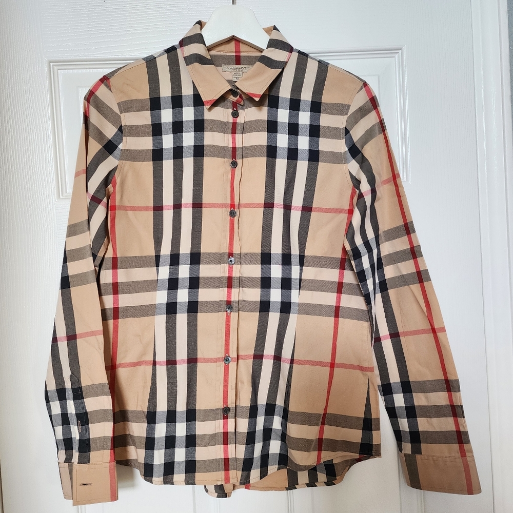 Wns Burberry Brit Button Down Original Plaid shirt-excellent condition szMed